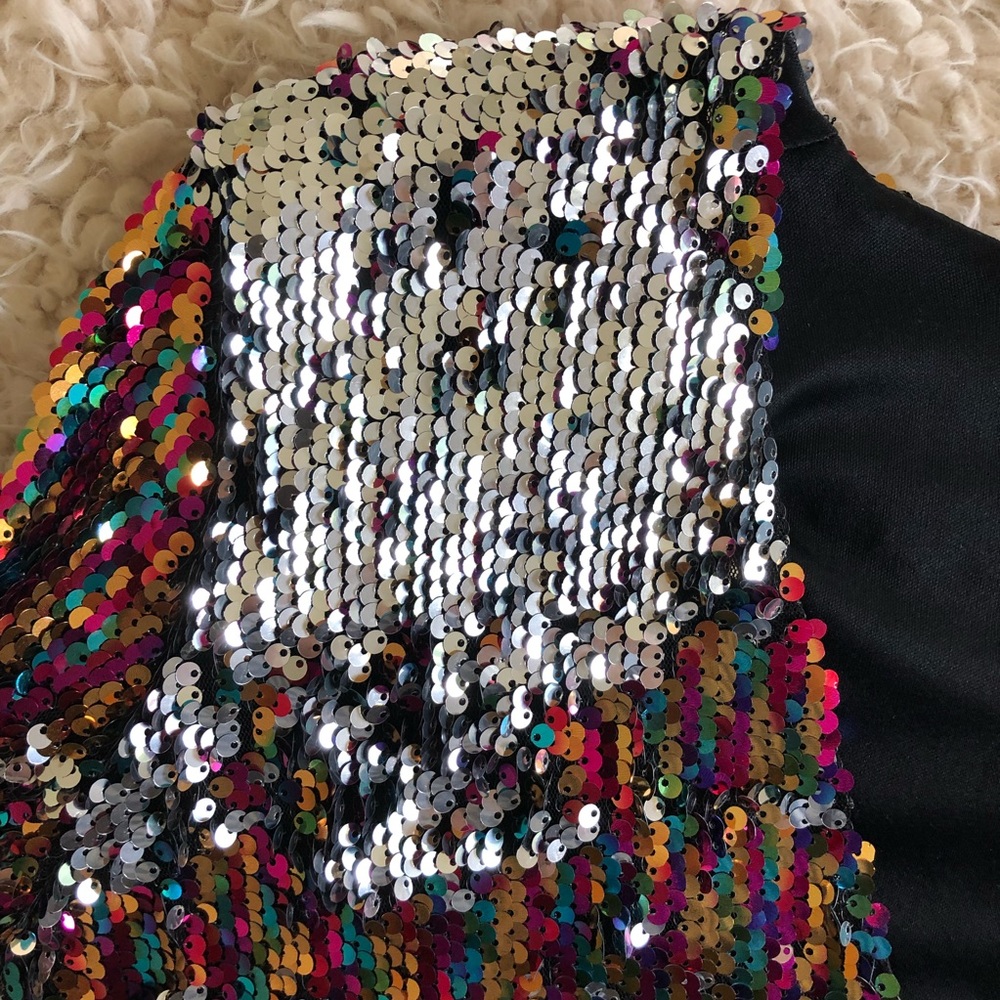 Zara rainbow/silver sequin shift dress - Picture 4 of 8